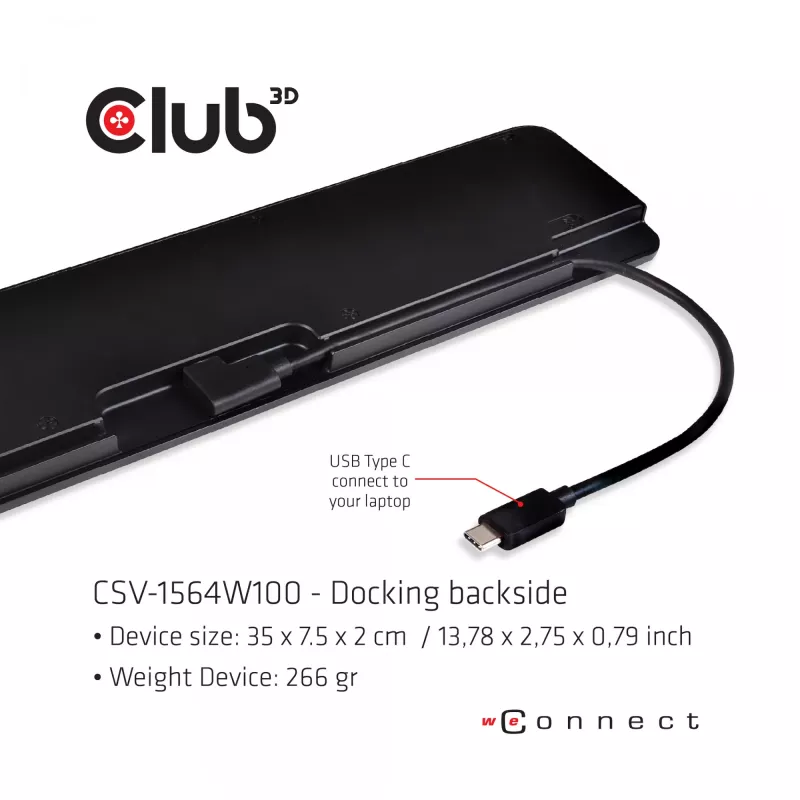 CLUB3D USB Type C 3.2 Gen1 Triple Display Dynamic PD Charging Dock 100W PD cargador