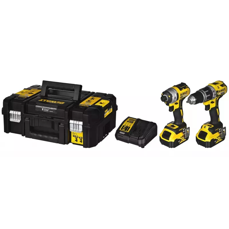 Set de herramientas combinadas a batería DeWalt DCK266P2T — 18V, 2 baterías de 5.0Ah, atornillador de impacto y taladro percutor, cargador, maletín