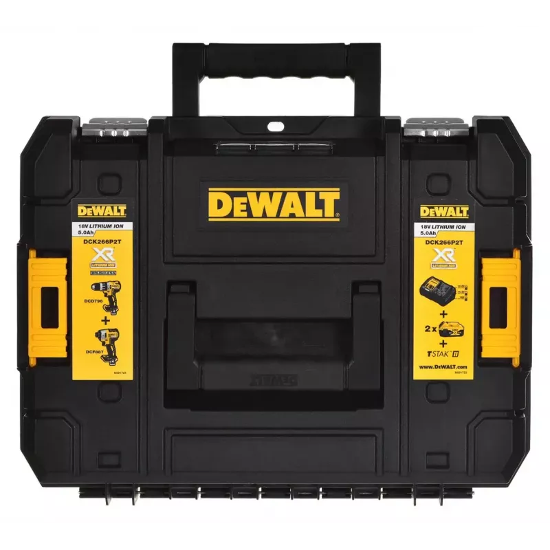 Set de herramientas combinadas a batería DeWalt DCK266P2T — 18V, 2 baterías de 5.0Ah, atornillador de impacto y taladro percutor, cargador, maletín
