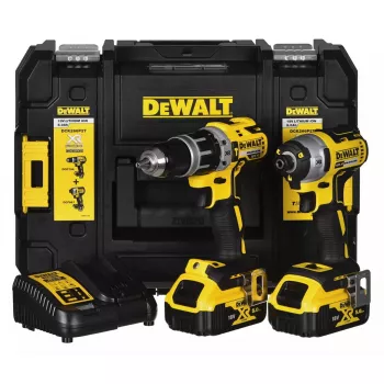 Set de herramientas combinadas a batería DeWalt DCK266P2T — 18V, 2 baterías de 5.0Ah, atornillador de impacto y taladro percutor, cargador, maletín