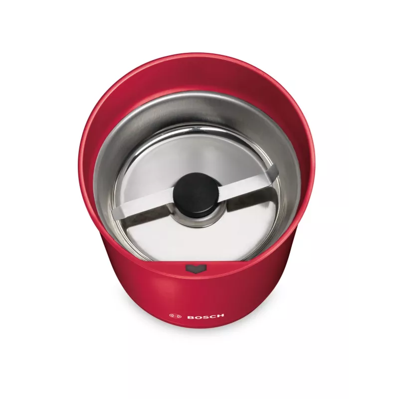 Molino de café de cuchillas Bosch TSM6A014R, capacidad 75 g, 180 W, cuchillas de acero inoxidable, rojo