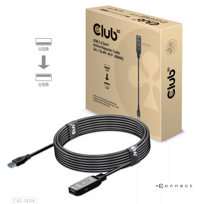 CLUB3D cable repetidor activo USB 3.2 Gen1 5m/ 16.4 ft M/H 28AWG