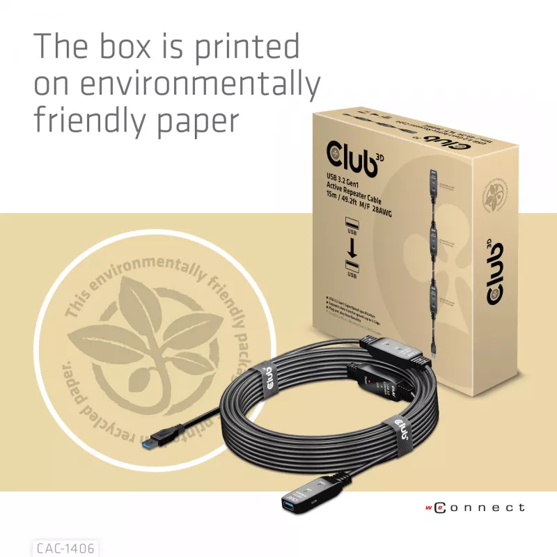 CLUB3D cable repetidor activo USB 3.2 Gen1 15 m/ 49.2 ft M/H 28AWG