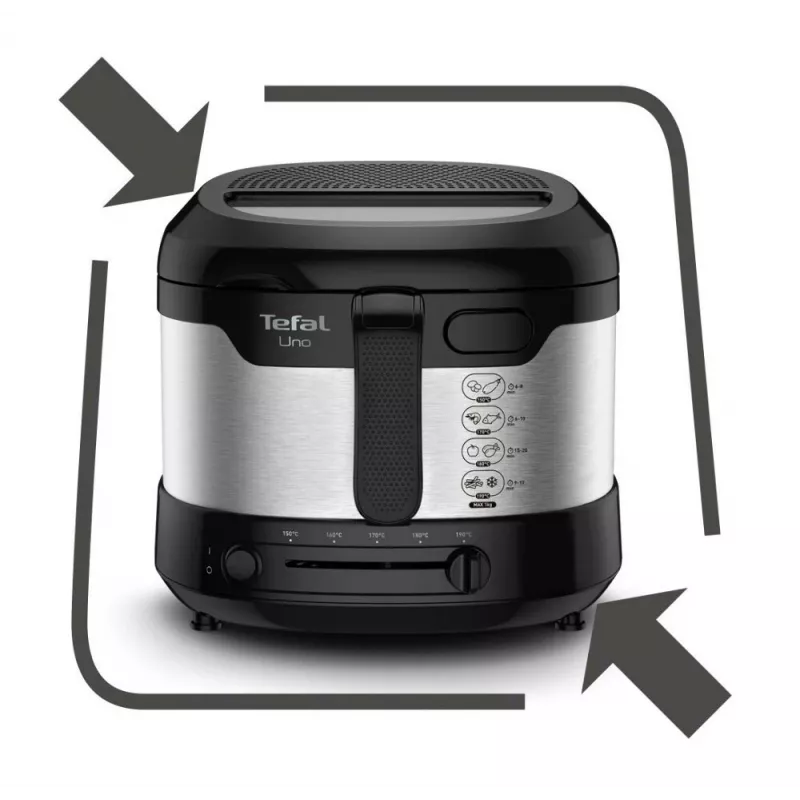 Tefal Uno FF215D freidora individual 1,8 L de sobremesa 1600 W freidora negra, acero inoxidable