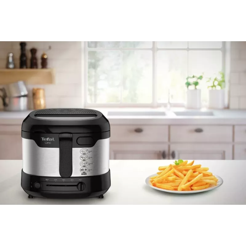 Tefal Uno FF215D freidora individual 1,8 L de sobremesa 1600 W freidora negra, acero inoxidable
