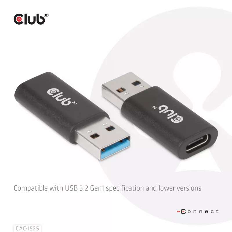 CLUB3D Adaptador USB 3.2 Gen1 Type-A a USB 3.2 Gen1 Type-C macho/hembra