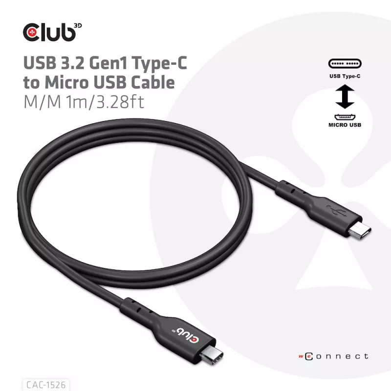 Cable USB 3.2 Gen1 Type-C a Micro-USB M/M 1 m / 3,28 ft CLUB3D
