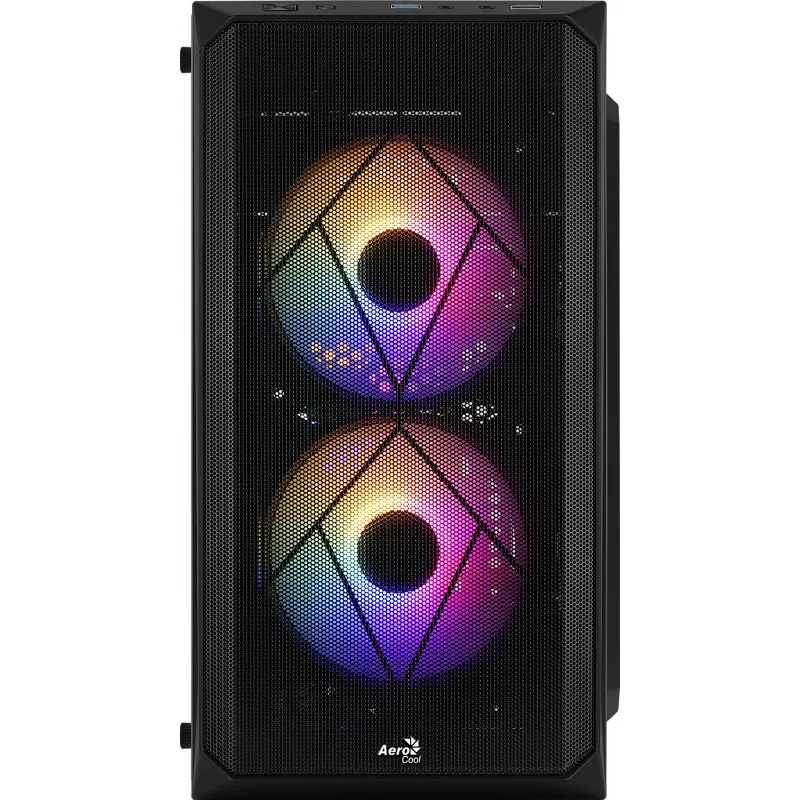 Caja de PC AEROCOOL CS107V2 Mini Tower — negra, microATX/Mini-ITX, 2 ventiladores de 120 mm, 1 bahía de 3,5 pulgadas + 2 de 2,5 pulgadas
