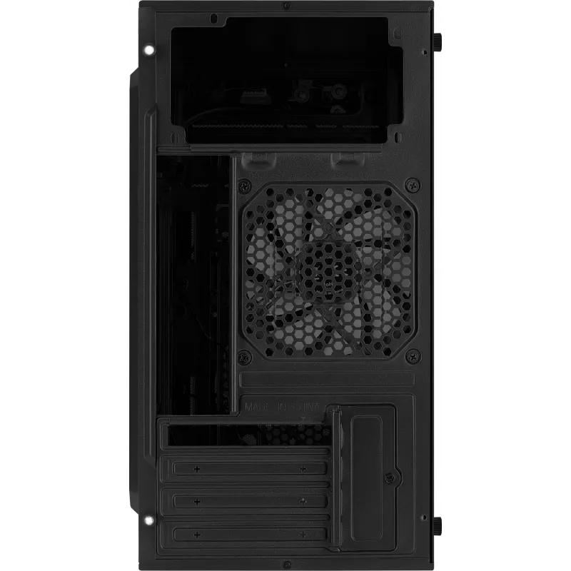 Caja de PC AEROCOOL CS107V2 Mini Tower — negra, microATX/Mini-ITX, 2 ventiladores de 120 mm, 1 bahía de 3,5 pulgadas + 2 de 2,5 pulgadas