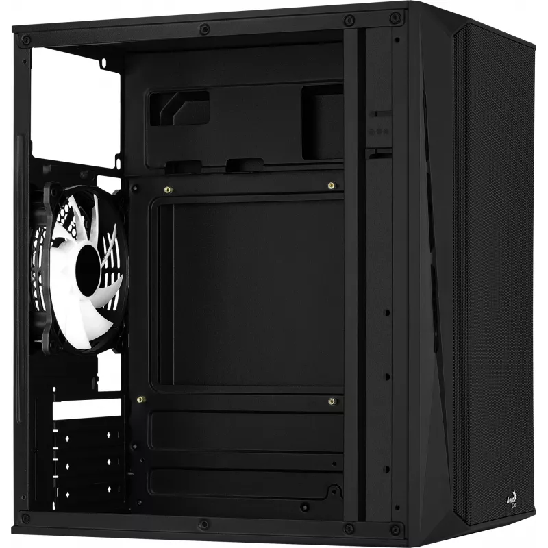 Caja de PC AEROCOOL CS107V2 Mini Tower — negra, microATX/Mini-ITX, 2 ventiladores de 120 mm, 1 bahía de 3,5 pulgadas + 2 de 2,5 pulgadas