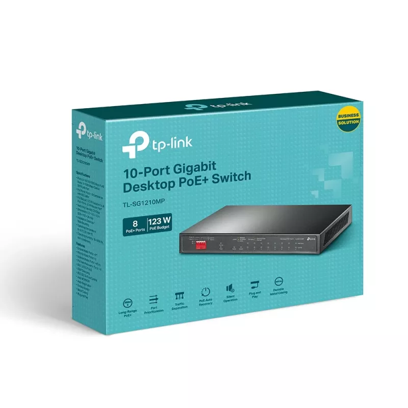 Switch de red TP-Link TL-SG1210MP no gestionado Gigabit Ethernet (10/100/1000) Power over Ethernet (PoE) negro