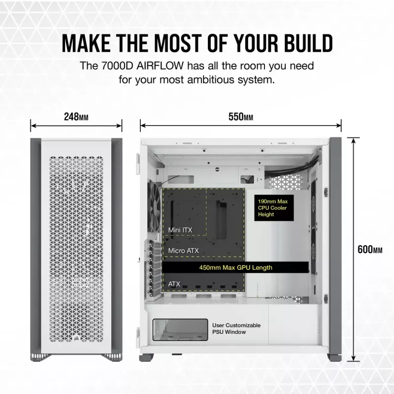 Caja de PC Corsair 7000D AIRFLOW Full Tower blanca