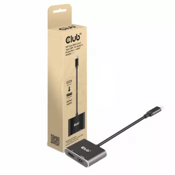 Hub MST CLUB3D USB3.2 Gen2 Type-C (DP Alt-Mode) a DisplayPort + HDMI 4K60Hz M/H