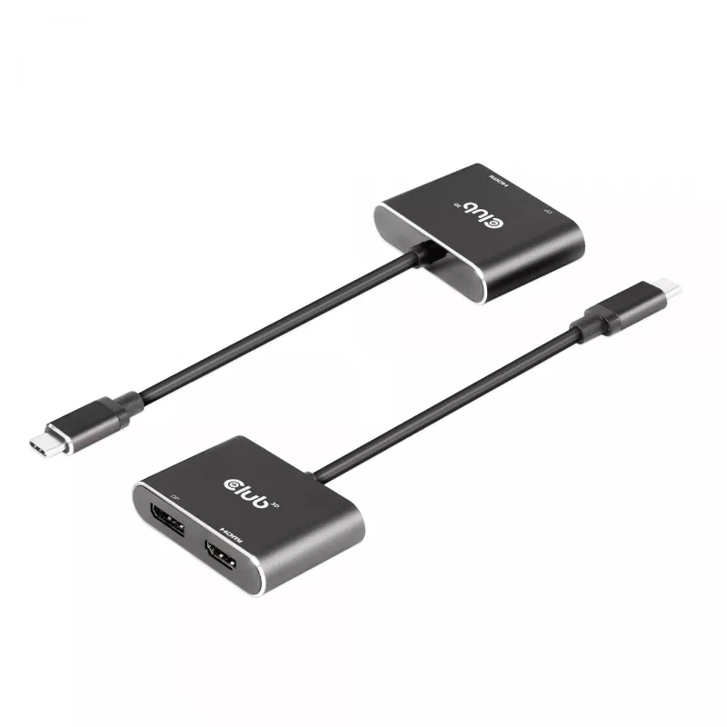 Hub MST CLUB3D USB3.2 Gen2 Type-C (DP Alt-Mode) a DisplayPort + HDMI 4K60Hz M/H