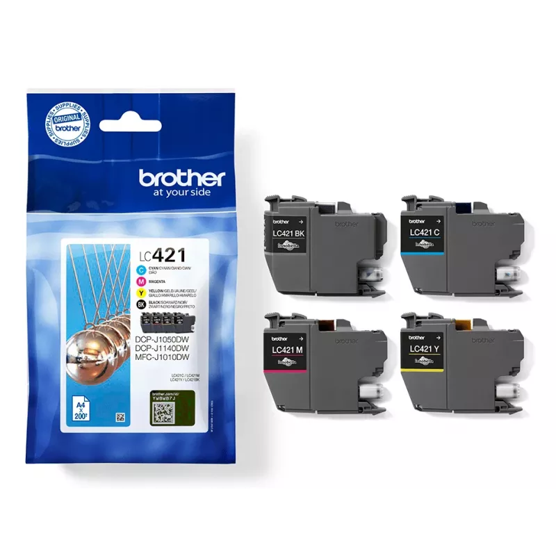 Cartucho de tinta original Brother LC421VALDR 4 uds. negro, cian, magenta, amarillo