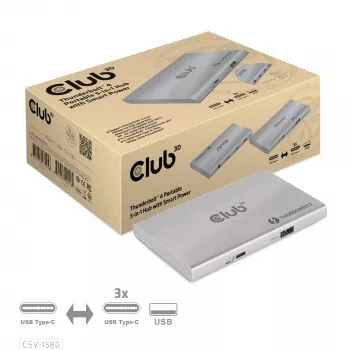 Hub portátil 5 en 1 con Smart Power CLUB3D certificado Thunderbolt™4