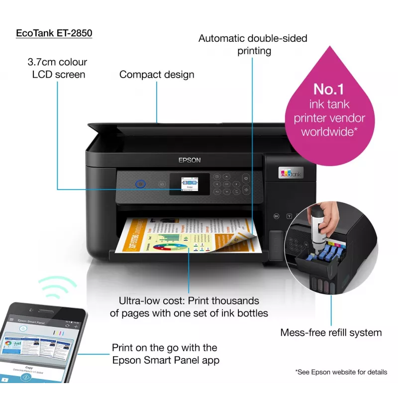 Impresora multifunción de tanque de tinta WLAN A4 Epson EcoTank ET-2850