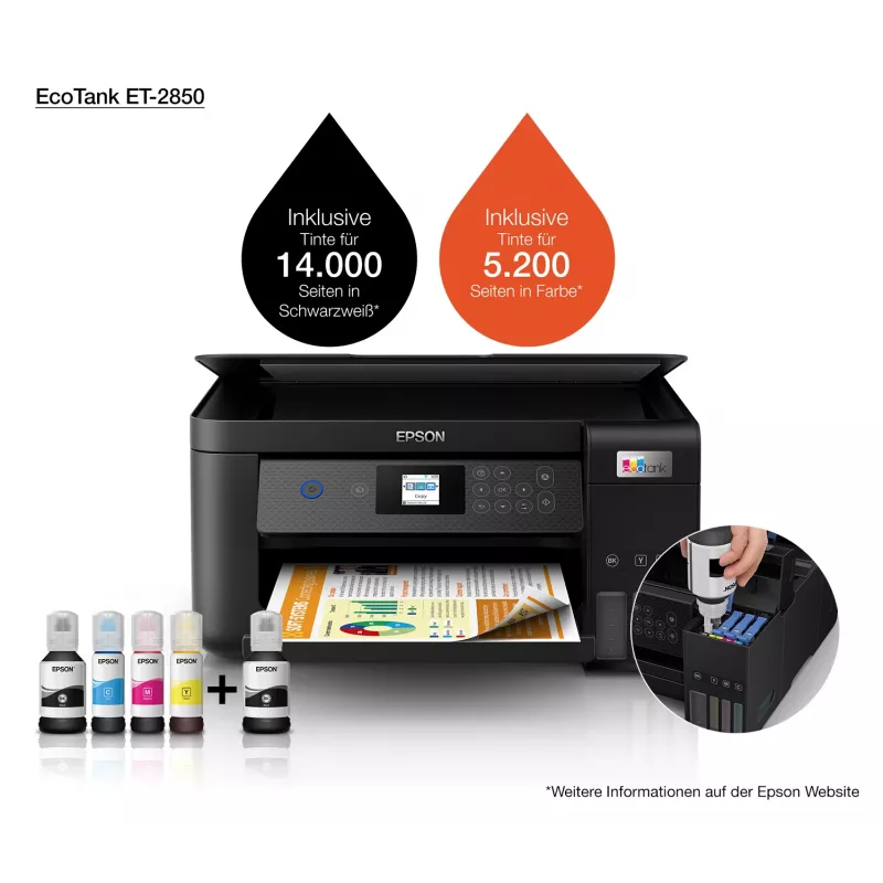 Impresora multifunción de tanque de tinta WLAN A4 Epson EcoTank ET-2850