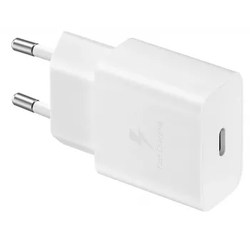 Cargador rápido de interior de CA Samsung EP-T1510XWEGEU, USB-C 1 puerto, 5–9 V, cable de 1 m, blanco