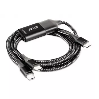 CLUB3D Cable de carga en Y USB Type-C a 2x USB Type-C, máx. 100W, 1,83m/6ft M/M