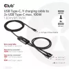 CLUB3D Cable de carga en Y USB Type-C a 2x USB Type-C, máx. 100W, 1,83m/6ft M/M