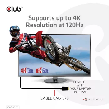Cable CLUB3D Ultra High Speed HDMI™ Certified 4K120Hz 8K60Hz 48Gbps M/M 5m/16.4ft