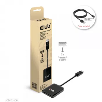 CLUB3D Hub Multi Stream Transport (MST) DisplayPort 1.4 a HDMI doble monitor 4K60Hz M/H