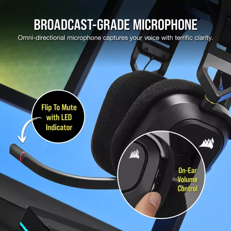 CORSAIR Auriculares gaming HS80 - Wireless - Carbon