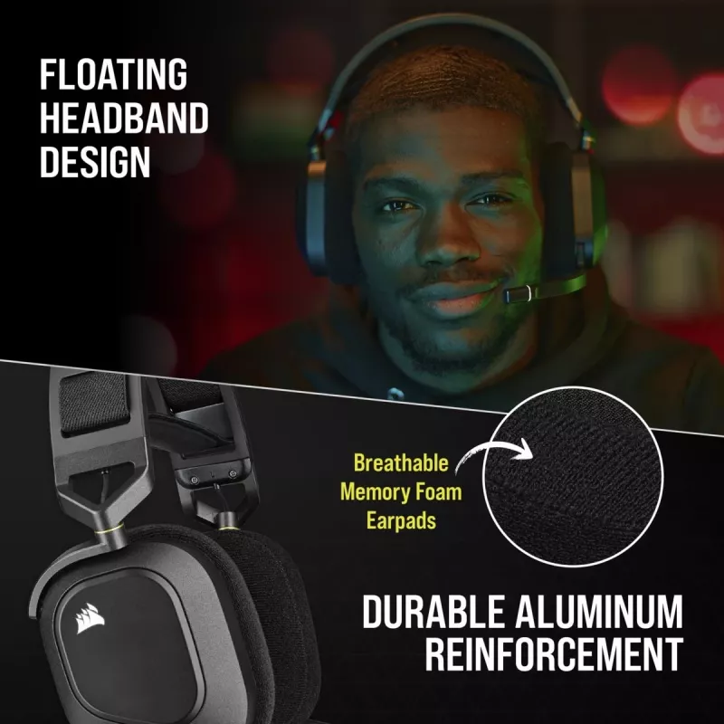 CORSAIR Auriculares gaming HS80 - Wireless - Carbon