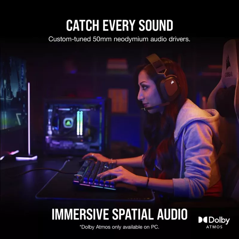 CORSAIR Auriculares gaming HS80 - Wireless - Carbon