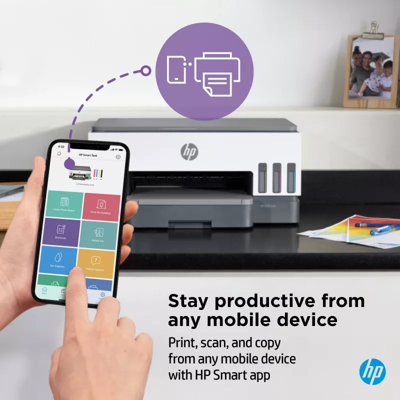 HP Smart Tank 7005 Impresora multifunción inalámbrica en color, impresión a doble cara; copiadora, escáner