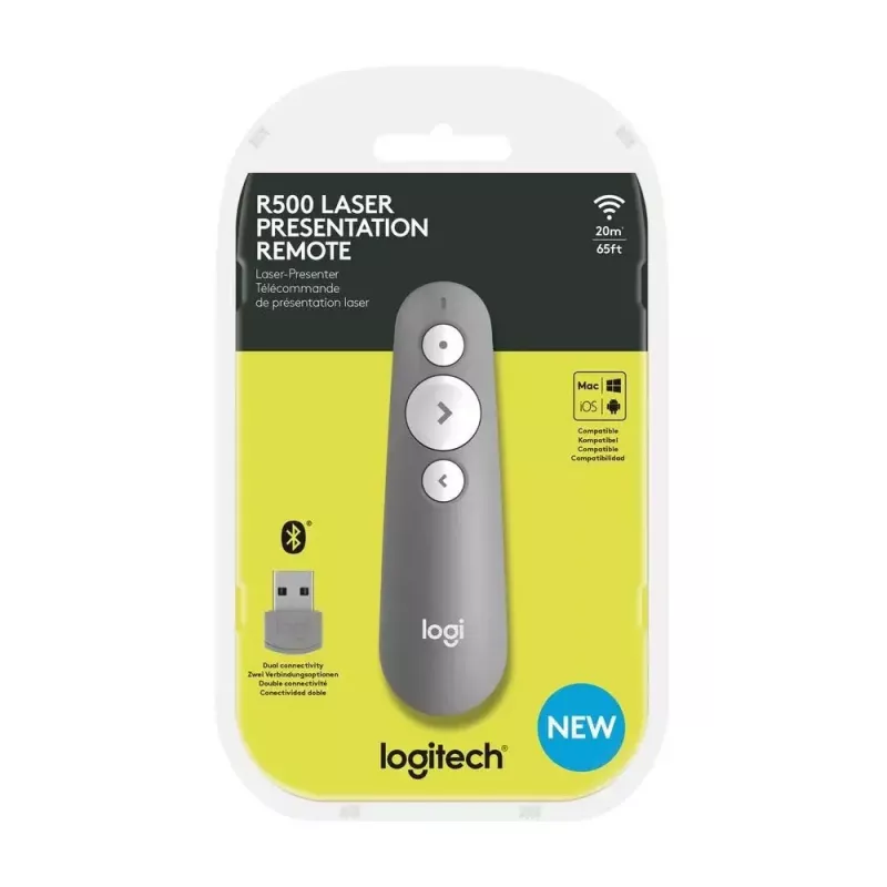 LOGITECH R500 Mando de presentaciones láser gris