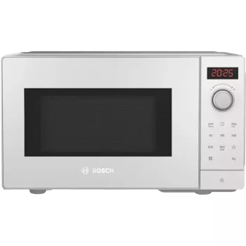 Microondas solo Bosch Serie 2 FFL023MW0 — 800 W, 20 L, 5 niveles de potencia, plato giratorio de 270 mm, blanco