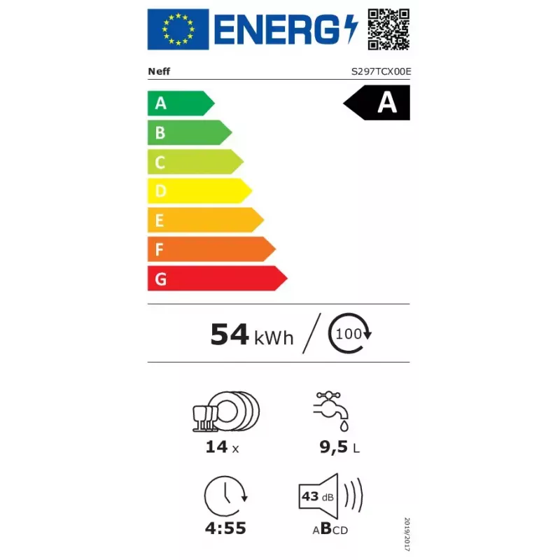 Neff S297TCX00E Lavavajillas totalmente integrable 14 cubiertos