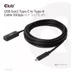 Club 3D CAC-1536 cable alargador USB 3.2 Gen2 de Type-C a Type-A, 10 Gbps, macho/hembra, 5 m, negro