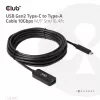 Club 3D CAC-1536 cable alargador USB 3.2 Gen2 de Type-C a Type-A, 10 Gbps, macho/hembra, 5 m, negro