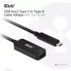 Club 3D CAC-1536 cable alargador USB 3.2 Gen2 de Type-C a Type-A, 10 Gbps, macho/hembra, 5 m, negro