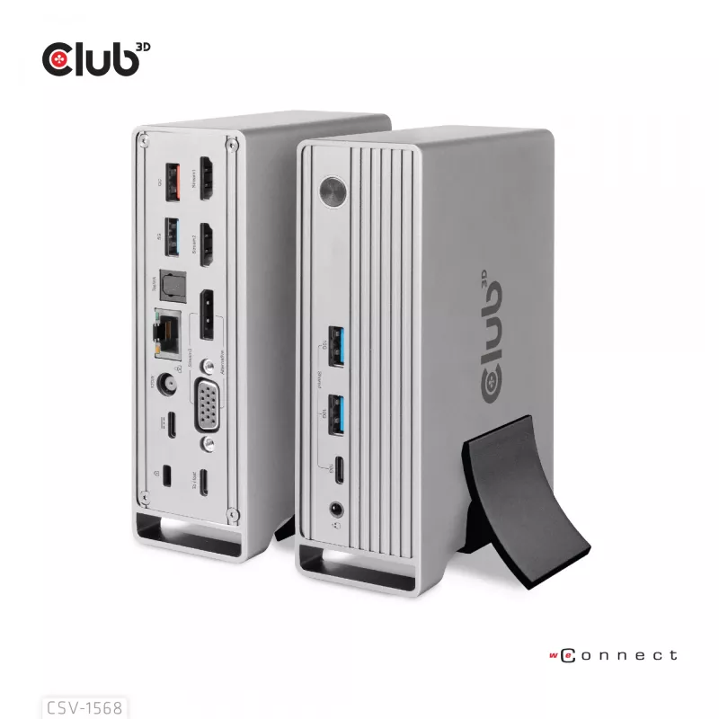 Docking station CLUB3D CSV-1568 carcasa metálica USB Gen2 Type-C USB Gen2 Type-A HDMI DP VGA RJ45 120W