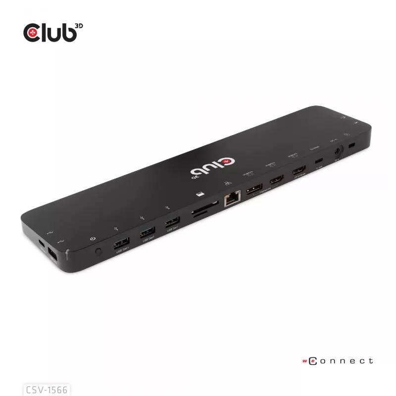 CLUB3D USB Gen1 Type-C Triple Display DP Alt Mode Displaylink Dynamic PD Charging Dock con fuente de alimentación de 120 vatios