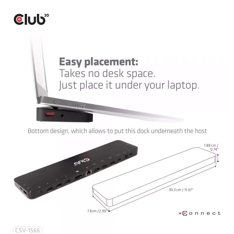CLUB3D USB Gen1 Type-C Triple Display DP Alt Mode Displaylink Dynamic PD Charging Dock con fuente de alimentación de 120 vatios
