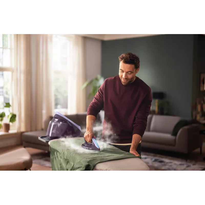 Philips PerfectCare PSG7050/30 plancha con generador de vapor, 2100 W, depósito de agua de 1,8 l, 8 bar, vapor continuo de 120 g/min, golpe de vapor de 600 g/min, morado