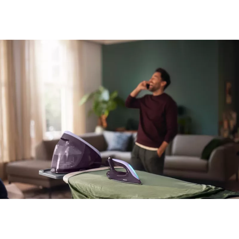 Philips PerfectCare PSG7050/30 plancha con generador de vapor, 2100 W, depósito de agua de 1,8 l, 8 bar, vapor continuo de 120 g/min, golpe de vapor de 600 g/min, morado