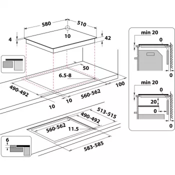 Placa de inducción WHIRLPOOL AKT 801/NE — 4 zonas 60 cm, control táctil, vitrocerámica negra
