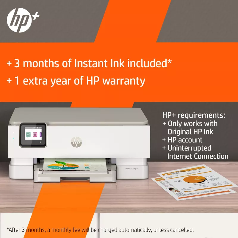 HP ENVY Inspire 7220e Impresora multifunción en color inalámbrica, Instant Ink; copiadora, escáner