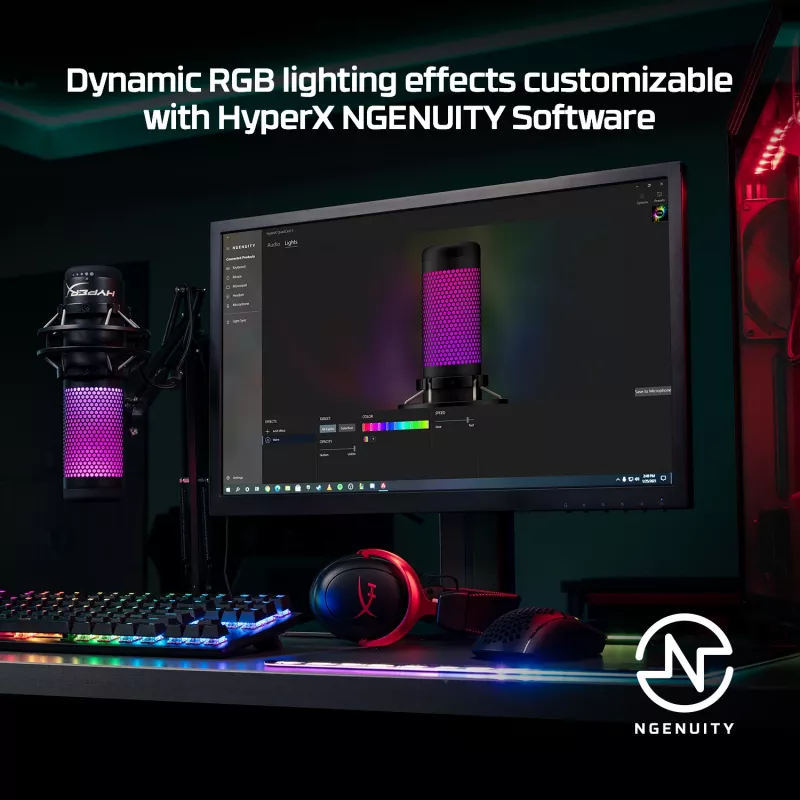 HyperX QuadCast S - Micrófono USB (negro-gris) - Iluminación RGB