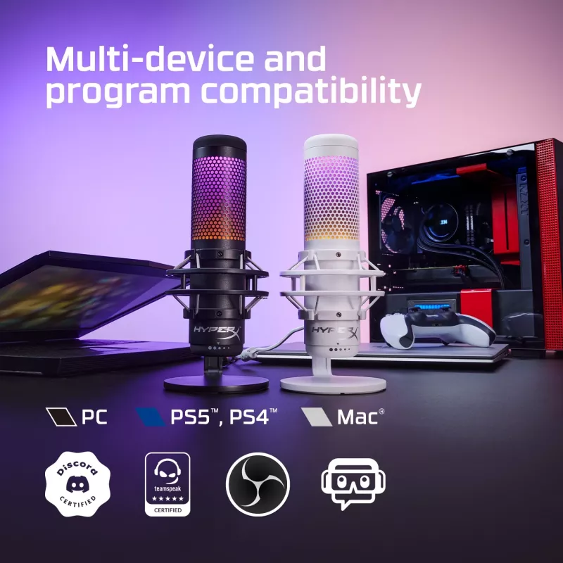 HyperX QuadCast S - Micrófono USB (negro-gris) - Iluminación RGB