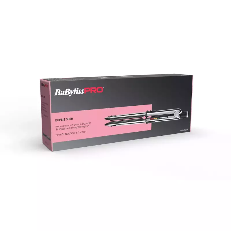 BaByliss Pro Elipsis 3000 plancha de pelo, 55 W, cable de 2,7 m, negra