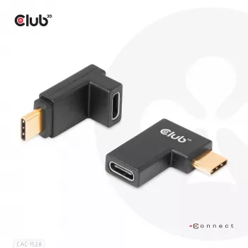 Set adaptador acodado USB Type-C Gen2, 2 uds. CLUB3D CAC-1528 — USB-C a USB-C, compatible con 4K@120Hz