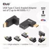 Set adaptador acodado USB Type-C Gen2, 2 uds. CLUB3D CAC-1528 — USB-C a USB-C, compatible con 4K@120Hz