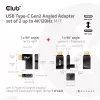 Set adaptador acodado USB Type-C Gen2, 2 uds. CLUB3D CAC-1528 — USB-C a USB-C, compatible con 4K@120Hz